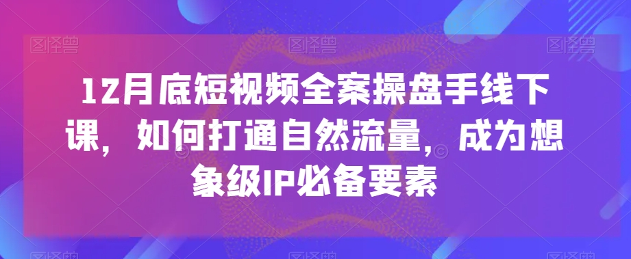 12月底短视频全案操盘手线下课，如何打通自然流量，成为想象级IP必备要素-小齐资源库