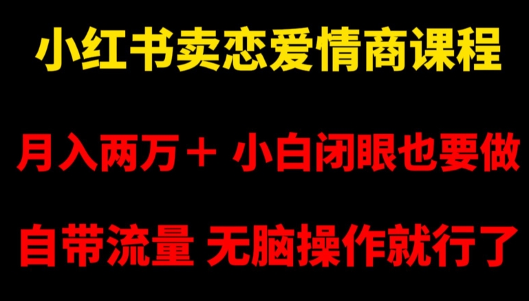 小红书卖恋爱情商课程，月入两万＋，小白闭眼也要做，自带流量，无脑操作就行了【揭秘】-小齐资源库