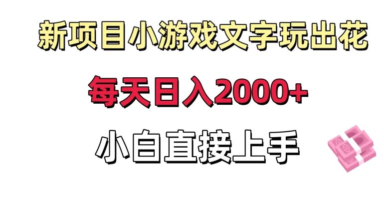 新项目小游戏文字玩出花日入2000+，每天只需一小时，小白直接上手【揭秘】-小齐资源库