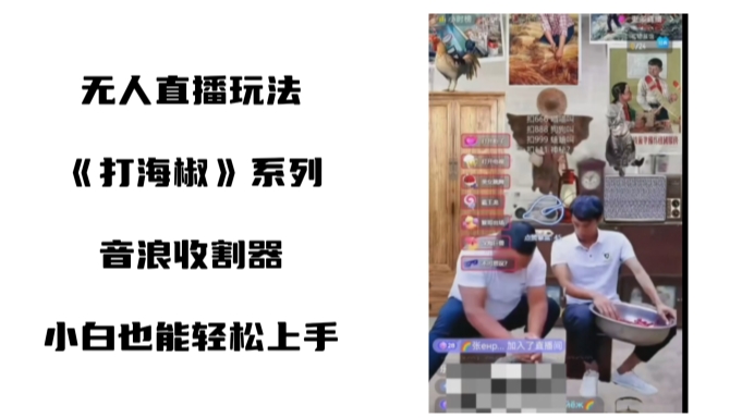 打海椒无人直播整蛊项目，小白轻松上手撸音浪收割器-小齐资源库