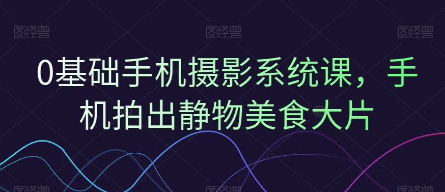 0基础手机摄影系统课，手机拍出静物美食大片-小齐资源库