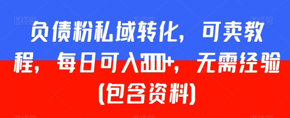 负债粉私域转化，可卖教程，每日可入2000+，无需经验（包含资料）【揭秘】-小齐资源库