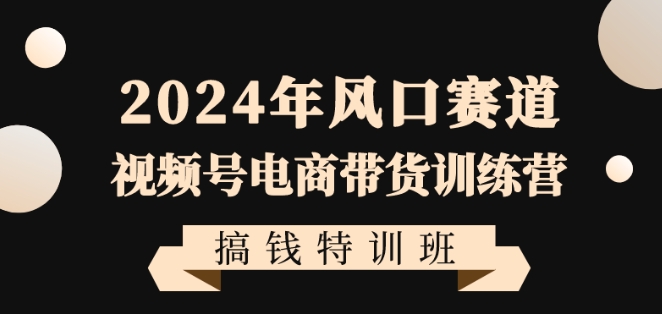 2024年风口赛道视频号电商带货训练营搞钱特训班，带领大家快速入局自媒体电商带货-小齐资源库