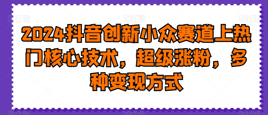 2024抖音创新小众赛道上热门核心技术，超级涨粉，多种变现方式【揭秘】-小齐资源库
