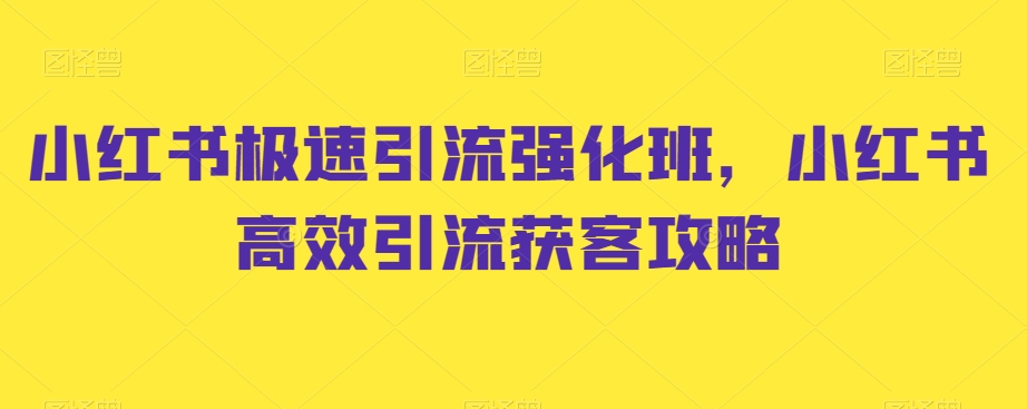 小红书极速引流强化班，小红书高效引流获客攻略-小齐资源库