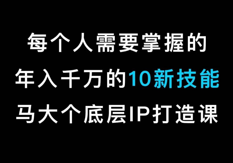 马大个的IP底层逻辑课，​每个人需要掌握的年入千万的10新技能，约会底层IP打造方法！-小齐资源库