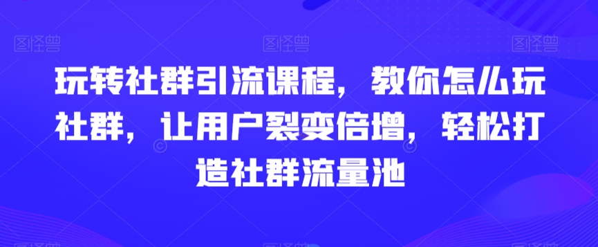 玩转社群引流课程，教你怎么玩社群，让用户裂变倍增，轻松打造社群流量池-小齐资源库