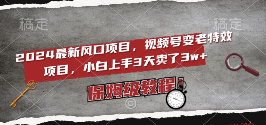 2024最新风口项目，视频号变老特效项目，电脑小白上手3天卖了3w+，保姆级教程【揭秘】-小齐资源库