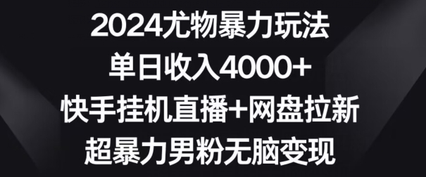 2024尤物暴力玩法，单日收入4000+，快手挂机直播+网盘拉新，超暴力男粉无脑变现【揭秘】-小齐资源库