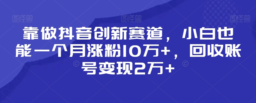 靠做抖音创新赛道，小白也能一个月涨粉10万+，回收账号变现2万+【揭秘】-小齐资源库