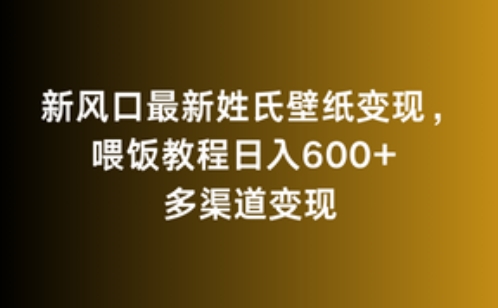 新风口最新姓氏壁纸变现，喂饭教程日入600+【揭秘】-小齐资源库
