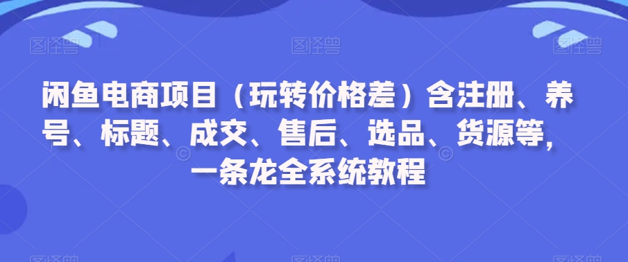 闲鱼电商项目（玩转价格差）含注册、养号、标题、成交、售后、选品、货源等，一条龙全系统教程-小齐资源库