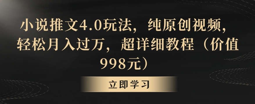 小说推文4.0玩法，纯原创视频，轻松月入过万，超详细教程（价值998元）【揭秘】-小齐资源库