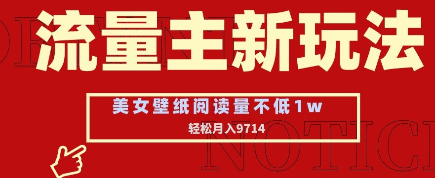 流量主新玩法，美女壁纸和头像，阅读量不低于1w，月入9741【揭秘】-小齐资源库