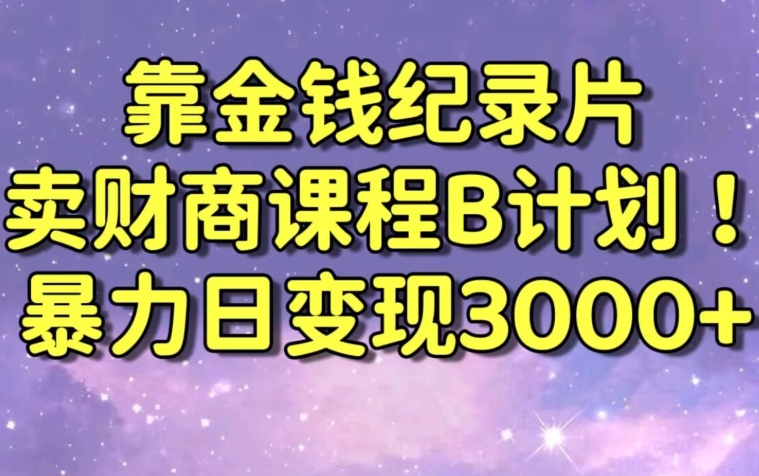 财经纪录片联合财商课程的变现策略，暴力日变现3000+，喂饭级别教学【揭秘】-小齐资源库