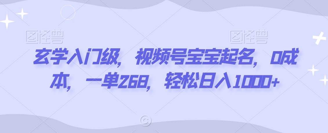 玄学入门级，视频号宝宝起名，0成本，一单268，轻松日入1000+【揭秘】-小齐资源库