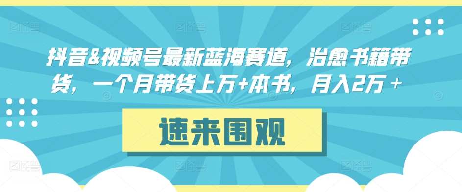 抖音&视频号最新蓝海赛道，治愈书籍带货，一个月带货上万+本书，月入2万＋【揭秘】-小齐资源库
