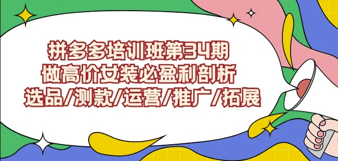 拼多多培训班第34期：做高价女装必盈利剖析选品/测款/运营/推广/拓展-小齐资源库