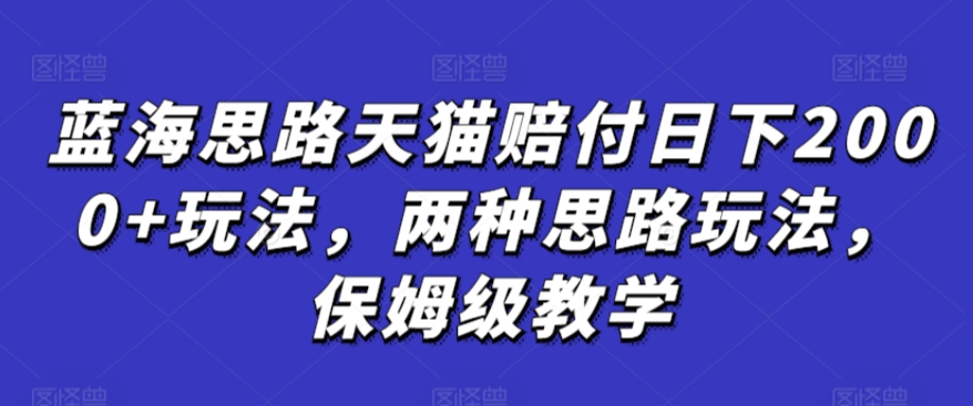 蓝海思路天猫赔付日下2000+玩法，两种思路玩法，保姆级教学【仅揭秘】-小齐资源库