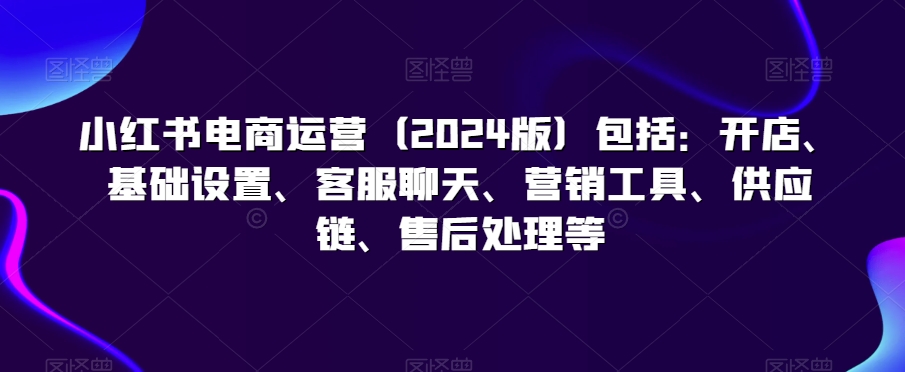 小红书电商运营（2024版）包括：开店、基础设置、客服聊天、营销工具、供应链、售后处理等-小齐资源库