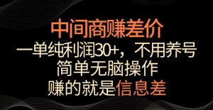 中间商赚差价，一单纯利润30+，简单无脑操作，赚的就是信息差，轻轻松松日入1000+【揭秘】-小齐资源库