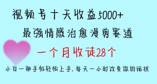 十天收益5000+，多平台捞金，视频号情感治愈漫剪，一个月收徒28个，小白一部手机轻松上手【揭秘】-小齐资源库