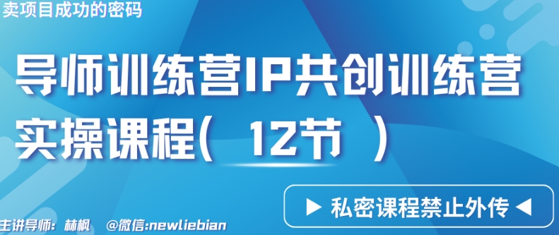 导师训练营3.0IP共创训练营私密实操课程（12节）-卖项目的密码成功秘诀【揭秘】-小齐资源库
