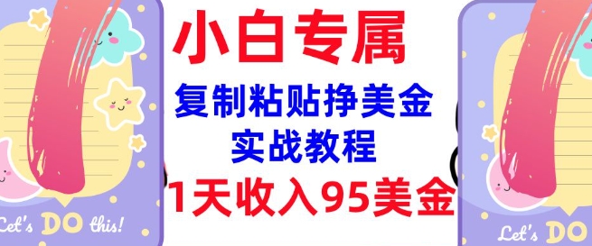 复制粘贴挣美金，0门槛，1天收入95美刀，3分钟学会，内部教程(首次公开)-小齐资源库