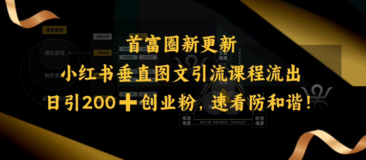 小红书垂直图文引流课程流出，日引200+创业粉，速看防和谐-小齐资源库