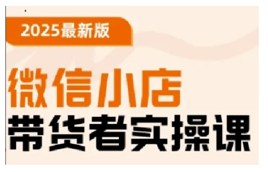 2025最新版微信小店带货者实操课，基础操作到高级运营技巧，快速上手-小齐资源库
