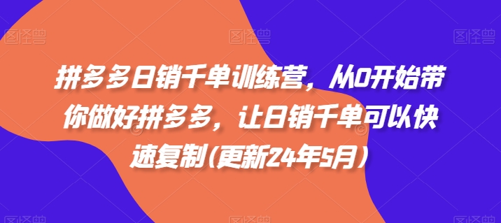 拼多多日销千单训练营，从0开始带你做好拼多多，让日销千单可以快速复制(更新25年2月)-小齐资源库