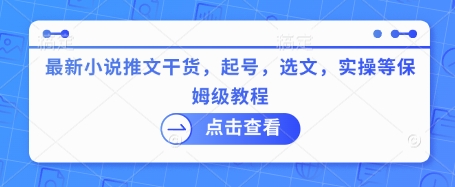 最新小说推文干货，起号，选文，实操等保姆级教程-小齐资源库