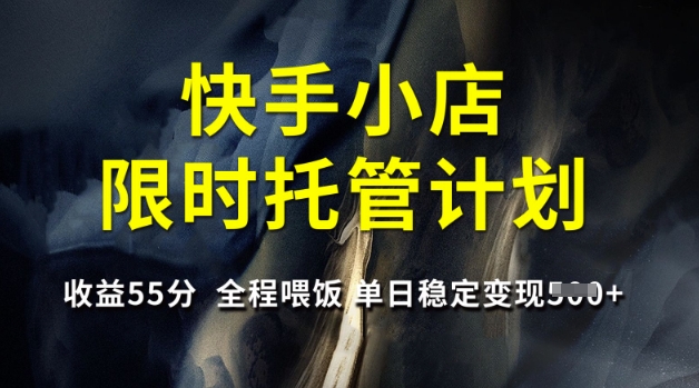 快手小店限时托管计划，收益55分，全程喂饭，单日稳定变现5张【揭秘】-小齐资源库