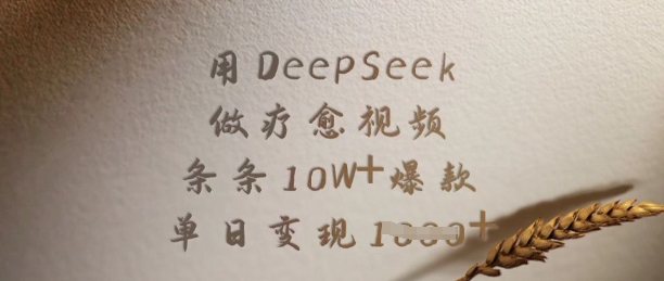 用DeepSeek做疗愈视频，条条10W+爆款，单日变现多张-小齐资源库