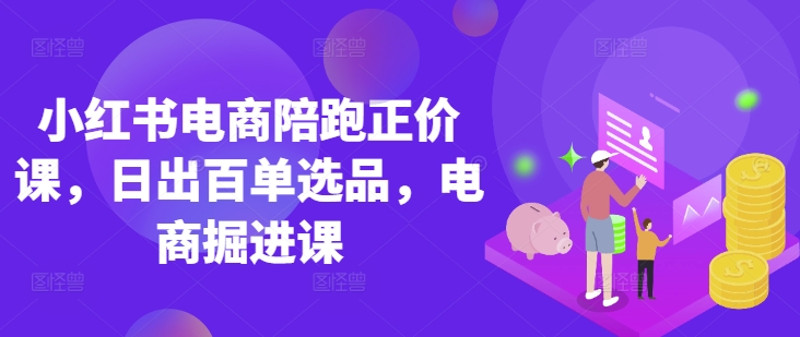 小红书电商陪跑正价课，小红书官方认证电商讲师教学，日出百单选品，电商掘进课-小齐资源库