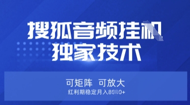 【搜狐音频挂G】独家技术，可矩阵可放大，红利期稳定月入8k【揭秘】-小齐资源库