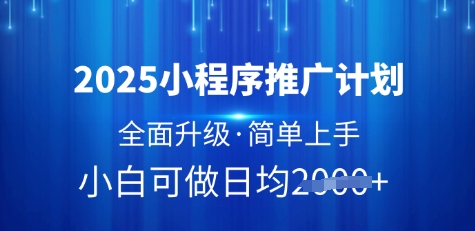 2025小程序推广计划，全面升级，简单上手，日均多张【揭秘】-小齐资源库