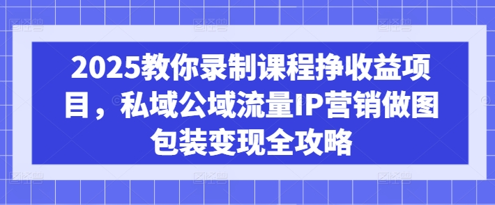 2025教你录制课程挣收益项目，私域公域流量IP营销做图包装变现全攻略-小齐资源库
