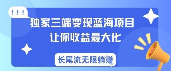 独家三端变现蓝海项目，让你收益最大化，长尾流无限躺挣-小齐资源库