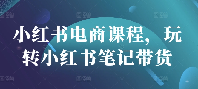 小红书电商课程，玩转小红书笔记带货-小齐资源库
