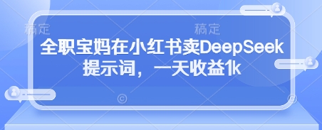 全职宝妈在小红书卖DeepSeek提示词，一天收益1k-小齐资源库