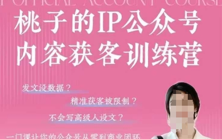 桃子IP公众号内容获客训练营(第3期)，一门让你公众号从0到商业闭环的课程-小齐资源库
