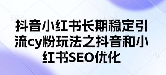 抖音小红书长期稳定引流cy粉玩法之抖音和小红书SEO优化-小齐资源库